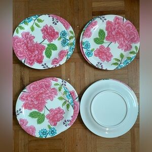 Melamine Floral Pink and Green Dinner Plates set of 8